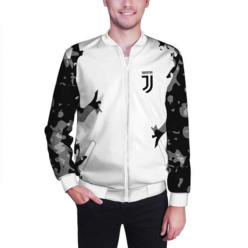 Мужской бомбер FC Juventus: White Original / 3D-Белый – фото 3