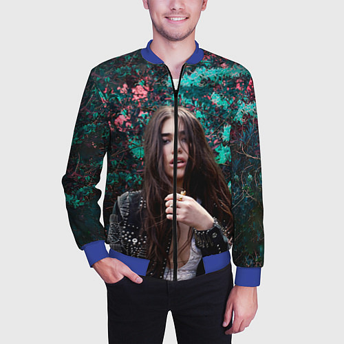 Мужской бомбер Dua Lipa: Floral / 3D-Синий – фото 3