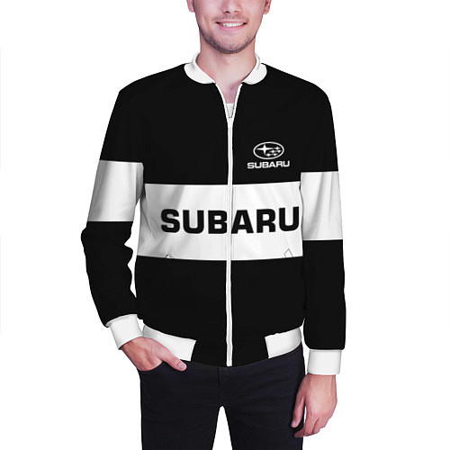 Мужской бомбер Subaru: Black Sport / 3D-Белый – фото 3