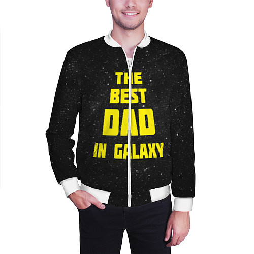 Мужской бомбер The Best Dad in Galaxy / 3D-Белый – фото 3