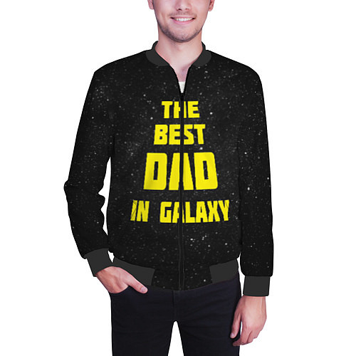 Мужской бомбер The Best Dad in Galaxy / 3D-Черный – фото 3