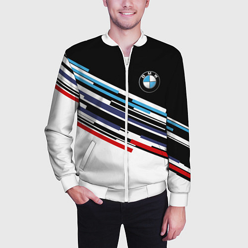 Мужской бомбер BMW BRAND COLOR БМВ / 3D-Белый – фото 3