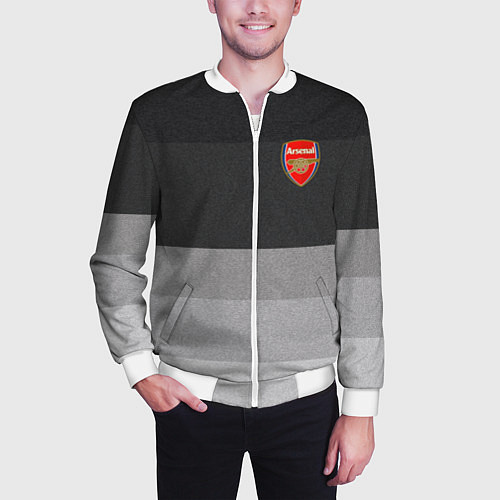 Мужской бомбер ФК Арсенал: Серый стиль / 3D-Белый – фото 3