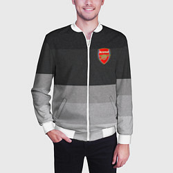 Бомбер мужской ФК Арсенал: Серый стиль, цвет: 3D-белый — фото 2