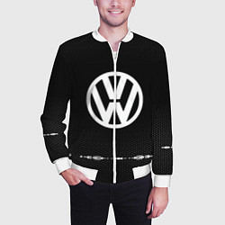 Бомбер мужской Volkswagen: Black Abstract, цвет: 3D-белый — фото 2
