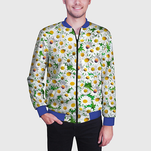 Мужской бомбер Полевые ромашки / 3D-Синий – фото 3