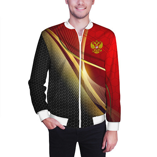 Мужской бомбер RUSSIA SPORT: Gold Collection / 3D-Белый – фото 3