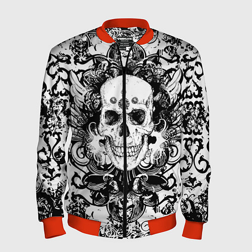 Мужской бомбер Grunge Skull / 3D-Красный – фото 1