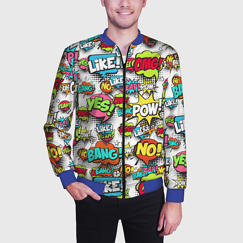 Мужской бомбер Pop art Fashion / 3D-Синий – фото 3