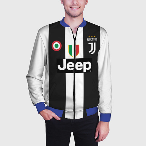 Мужской бомбер FC Juventus 18-19 / 3D-Синий – фото 3