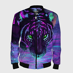 Бомбер мужской Неоновый тигр, цвет: 3D-черный