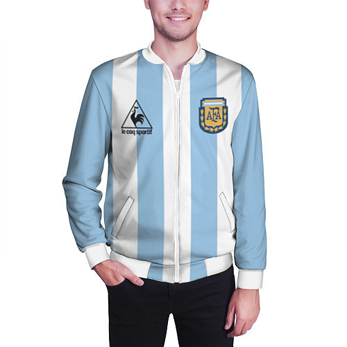 Мужской бомбер Марадона Аргентина ретро / 3D-Белый – фото 3