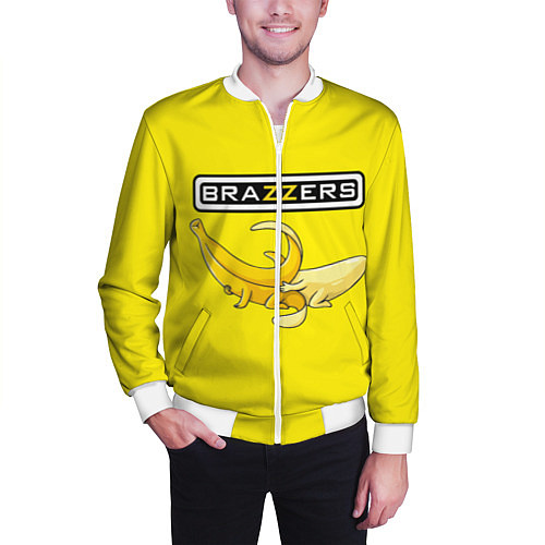 Мужской бомбер Brazzers: Yellow Banana / 3D-Белый – фото 3