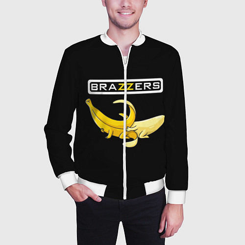 Мужской бомбер Brazzers: Black Banana / 3D-Белый – фото 3