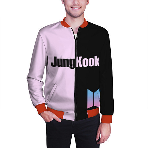 Мужской бомбер BTS Jung Kook / 3D-Красный – фото 3