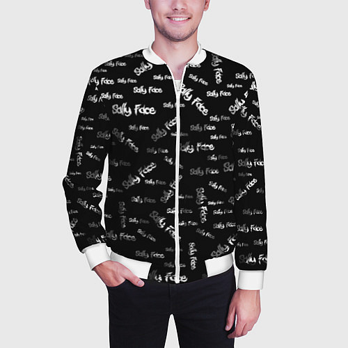 Мужской бомбер Sally Face: Black Pattern / 3D-Белый – фото 3