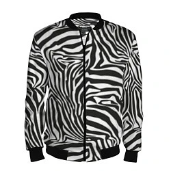 Бомбер мужской Полосы шкура зебры, цвет: 3D-черный