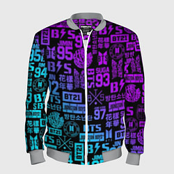 Бомбер мужской BTS Logos, цвет: 3D-меланж