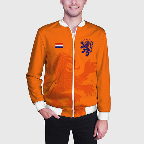 Мужской бомбер Сборная Голландии / 3D-Белый – фото 3
