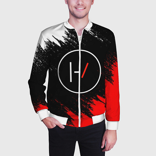 Мужской бомбер 21 Pilots: Black & Red / 3D-Белый – фото 3