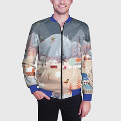 Бомбер мужской Новогодние каникулы, цвет: 3D-синий — фото 2