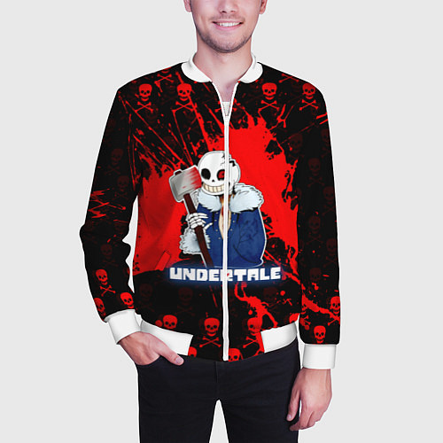 Мужской бомбер UNDERTALE / 3D-Белый – фото 3