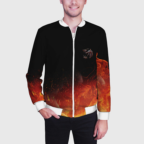Мужской бомбер Ведьмак сериал / 3D-Белый – фото 3
