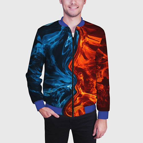 Мужской бомбер Огонь и вода / 3D-Синий – фото 3