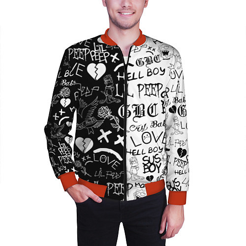 Мужской бомбер LIL PEEP LOGOBOMBING / 3D-Красный – фото 3