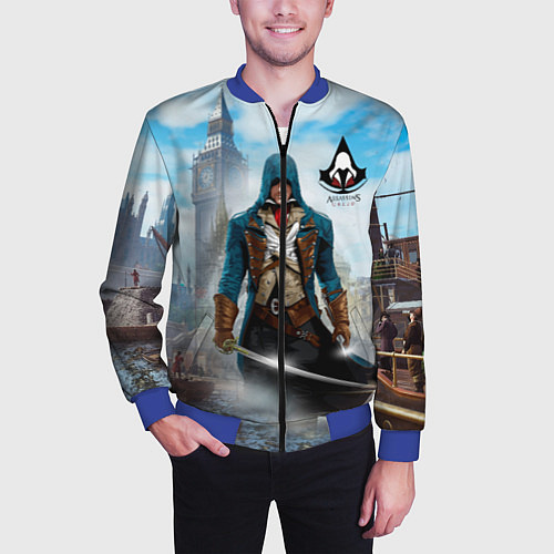 Мужской бомбер Assasin's creed / 3D-Синий – фото 3