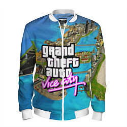 Бомбер мужской GRAND THEFT AUTO:VICE CITY, цвет: 3D-белый