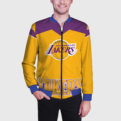 Мужской бомбер Los Angeles Lakers / 3D-Синий – фото 3