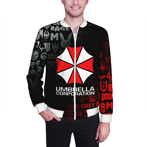 Мужской бомбер RESIDENT EVIL UMBRELLA CORP / 3D-Белый – фото 3