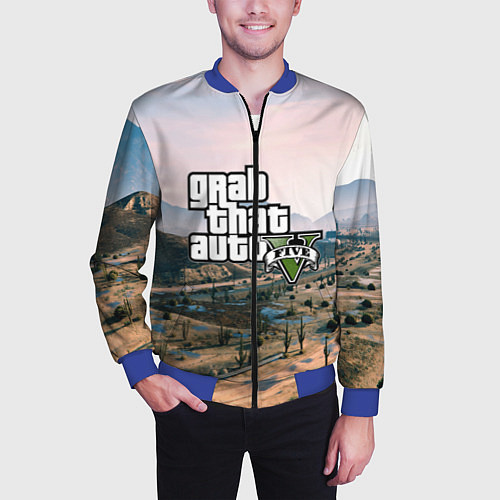 Мужской бомбер Grand Theft Auto 5 / 3D-Синий – фото 3