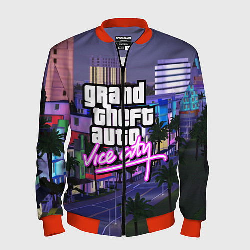 Мужской бомбер Grand Theft Auto Vice City / 3D-Красный – фото 1