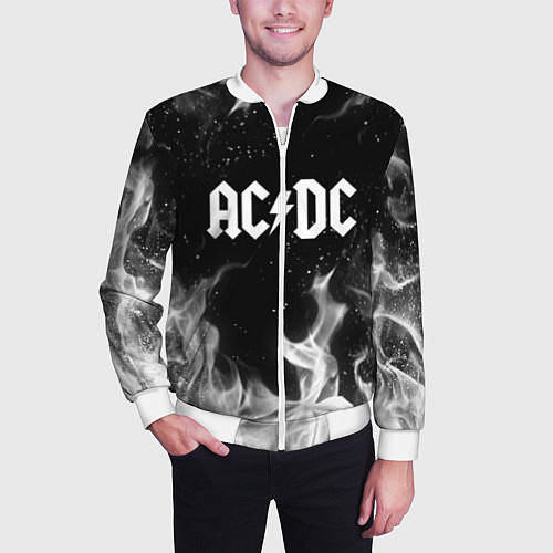 Мужской бомбер AC DC / 3D-Белый – фото 3