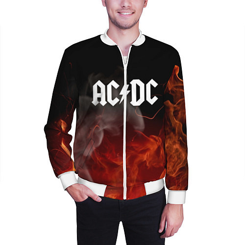 Мужской бомбер AC DC / 3D-Белый – фото 3