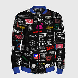 Бомбер мужской ЛОГОТИПЫ РОК ГРУПП, цвет: 3D-синий