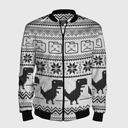 Бомбер мужской Свитер с T-rex'ами, цвет: 3D-черный