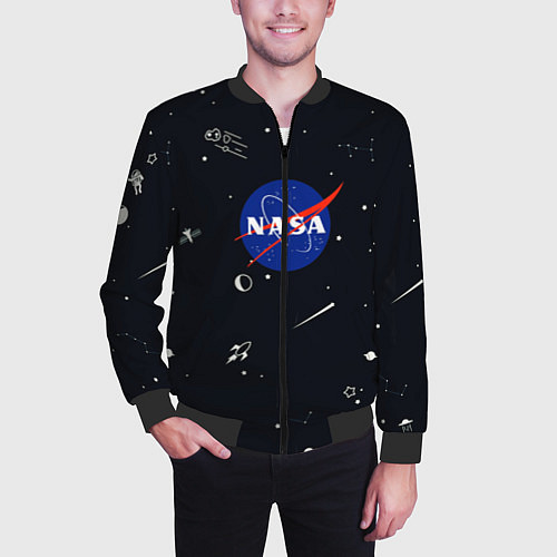 Мужской бомбер NASA / 3D-Черный – фото 3