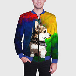 Бомбер мужской Корги, цвет: 3D-синий — фото 2