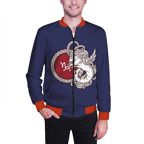 Мужской бомбер Козерог Знак Зодиака / 3D-Красный – фото 3