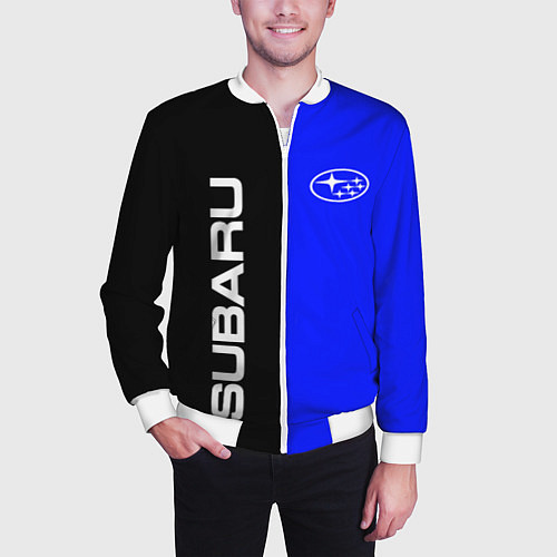 Мужской бомбер SUBARU / 3D-Белый – фото 3