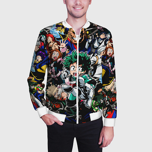 Мужской бомбер Моя геройская академия / 3D-Белый – фото 3