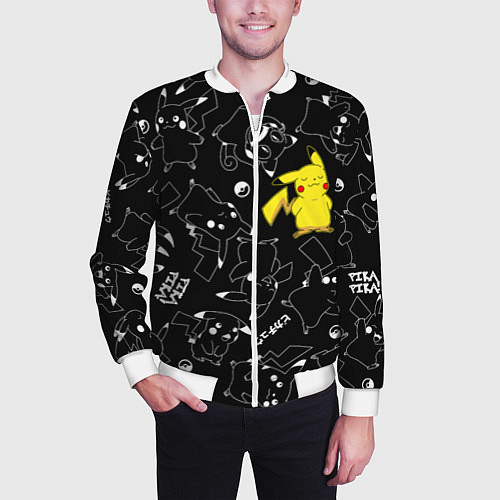 Мужской бомбер ПИКАЧУ / 3D-Белый – фото 3