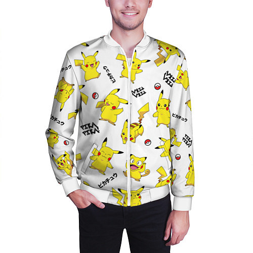Мужской бомбер ПИКАЧУ / 3D-Белый – фото 3