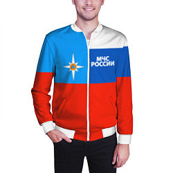 Бомбер мужской Флаг МЧС России, цвет: 3D-белый — фото 2
