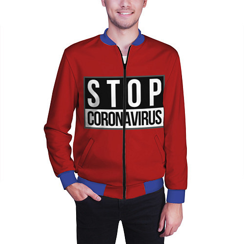 Мужской бомбер Stop Coronavirus / 3D-Синий – фото 3