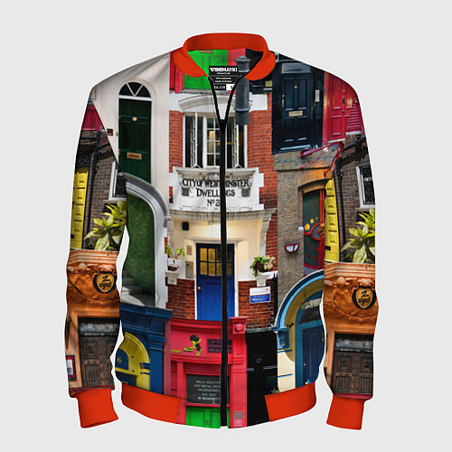 Мужской бомбер London doors цифровой коллаж / 3D-Красный – фото 1