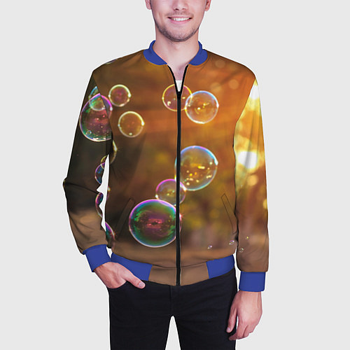 Мужской бомбер Мыльные пузыри / 3D-Синий – фото 3